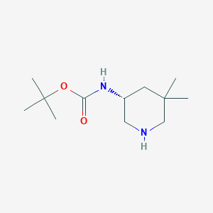 molecular formula C12H24N2O2 B2945073 tert-butyl N-[(3R)-5,5-dimethyl-3-piperidyl]carbamate CAS No. 2101946-12-5