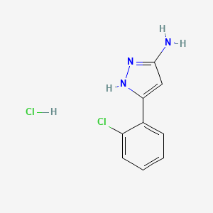 molecular formula C9H9Cl2N3 B2945083 5-(2-Chloro-phenyl)-2H-pyrazol-3-ylamine hydrochloride CAS No. 1031791-02-2