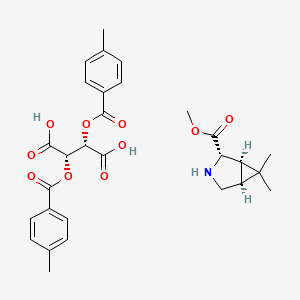 molecular formula C27H29NO10 B2945089 (1R,2S,5S)-methyl 6,6-dimethyl-3-azabicyclo[3.1.0]hexane-2-carboxylate (2S,3S)-2,3-bis(4-methylbenzoyloxy)succinate CAS No. 943516-64-1