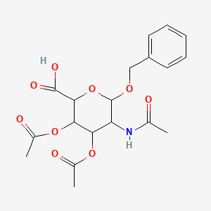 molecular formula C19H23NO9 B2945114 5-acetamido-3,4-diacetoxy-6-(benzyloxy)tetrahydro-2H-pyran-2-carboxylic acid CAS No. 1094684-41-9