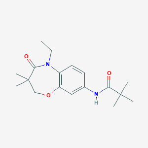 molecular formula C18H26N2O3 B2945115 N-(5-ethyl-3,3-dimethyl-4-oxo-2,3,4,5-tetrahydrobenzo[b][1,4]oxazepin-8-yl)pivalamide CAS No. 921868-48-6