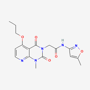 molecular formula C17H19N5O5 B2945122 2-(1-methyl-2,4-dioxo-5-propoxy-1,2-dihydropyrido[2,3-d]pyrimidin-3(4H)-yl)-N-(5-methylisoxazol-3-yl)acetamide CAS No. 921480-85-5