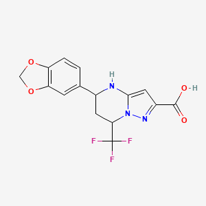 5-(1,3-Benzodioxol-5-yl)-7-(trifluoromethyl)-4,5,6,7-tetrahydropyrazolo[1,5-a]pyrimidine-2-carboxylic acid