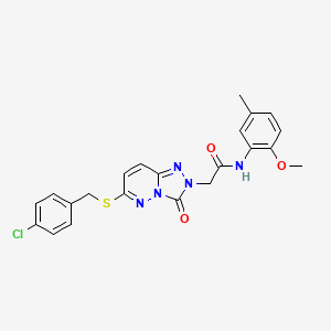 molecular formula C22H20ClN5O3S B2945141 2-(6-((4-chlorobenzyl)thio)-3-oxo-[1,2,4]triazolo[4,3-b]pyridazin-2(3H)-yl)-N-(2-methoxy-5-methylphenyl)acetamide CAS No. 1040643-55-7