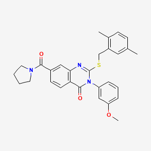 2-((2,5-dimethylbenzyl)thio)-3-(3-methoxyphenyl)-7-(pyrrolidine-1-carbonyl)quinazolin-4(3H)-one