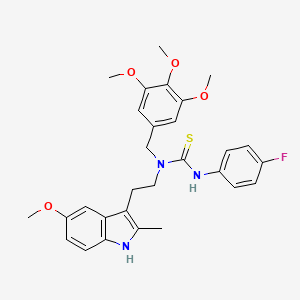 3-(4-fluorophenyl)-1-(2-(5-methoxy-2-methyl-1H-indol-3-yl)ethyl)-1-(3,4,5-trimethoxybenzyl)thiourea