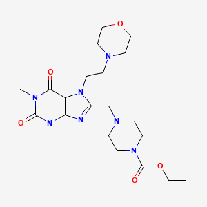 molecular formula C21H33N7O5 B2945156 ethyl 4-({1,3-dimethyl-7-[2-(morpholin-4-yl)ethyl]-2,6-dioxo-2,3,6,7-tetrahydro-1H-purin-8-yl}methyl)piperazine-1-carboxylate CAS No. 893944-36-0