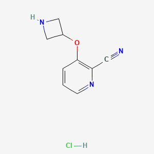molecular formula C9H10ClN3O B2945158 3-(Azetidin-3-yloxy)pyridine-2-carbonitrile hydrochloride CAS No. 2379945-69-2
