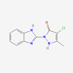molecular formula C11H9ClN4O B2945160 2-(1H-1,3-benzodiazol-2-yl)-4-chloro-5-methyl-2,3-dihydro-1H-pyrazol-3-one CAS No. 2097861-97-5