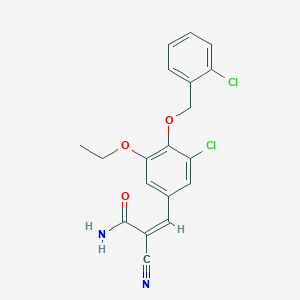 molecular formula C19H16Cl2N2O3 B2945161 (2Z)-3-{3-Chloro-4-[(2-chlorophenyl)methoxy]-5-ethoxyphenyl}-2-cyanoprop-2-enamide CAS No. 455326-45-1