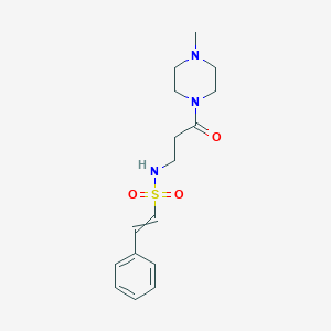 molecular formula C16H23N3O3S B2945162 N-[3-(4-甲基哌嗪-1-基)-3-氧代丙基]-2-苯基乙烯-1-磺酰胺 CAS No. 1424697-39-1