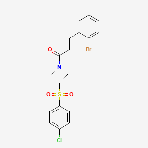 molecular formula C18H17BrClNO3S B2945164 3-(2-Bromophenyl)-1-(3-((4-chlorophenyl)sulfonyl)azetidin-1-yl)propan-1-one CAS No. 1448056-21-0
