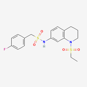molecular formula C18H21FN2O4S2 B2945168 N-(1-(ethylsulfonyl)-1,2,3,4-tetrahydroquinolin-7-yl)-1-(4-fluorophenyl)methanesulfonamide CAS No. 946327-68-0