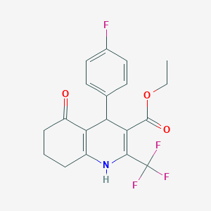 molecular formula C19H17F4NO3 B2945169 4-(4-氟苯基)-5-氧代-2-(三氟甲基)-1,4,5,6,7,8-六氢-3-喹啉甲酸乙酯 CAS No. 338414-98-5