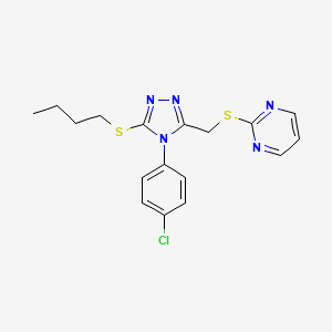 2-[[5-Butylsulfanyl-4-(4-chlorophenyl)-1,2,4-triazol-3-yl]methylsulfanyl]pyrimidine