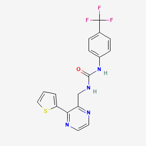 molecular formula C17H13F3N4OS B2945201 1-((3-(Thiophen-2-yl)pyrazin-2-yl)methyl)-3-(4-(trifluoromethyl)phenyl)urea CAS No. 2034313-26-1