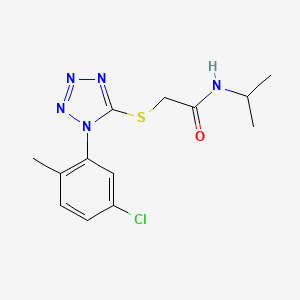 molecular formula C13H16ClN5OS B2945207 2-((1-(5-chloro-2-methylphenyl)-1H-tetrazol-5-yl)thio)-N-isopropylacetamide CAS No. 874467-85-3