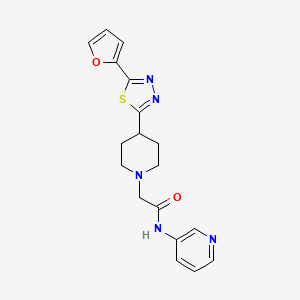 molecular formula C18H19N5O2S B2945214 2-(4-(5-(呋喃-2-基)-1,3,4-噻二唑-2-基)哌啶-1-基)-N-(吡啶-3-基)乙酰胺 CAS No. 1351660-38-2