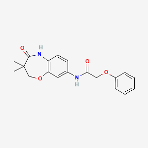 molecular formula C19H20N2O4 B2945238 N-(3,3-二甲基-4-氧代-2,3,4,5-四氢苯并[b][1,4]恶氮杂卓-8-基)-2-苯氧基乙酰胺 CAS No. 921810-54-0