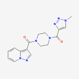 molecular formula C16H17N7O2 B2945249 (1-甲基-1H-1,2,3-三唑-4-基)(4-(吡唑并[1,5-a]吡啶-3-甲酰)哌嗪-1-基)甲酮 CAS No. 1396565-15-3