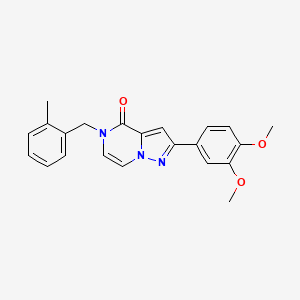 molecular formula C22H21N3O3 B2945250 2-(3,4-dimethoxyphenyl)-5-(2-methylbenzyl)pyrazolo[1,5-a]pyrazin-4(5H)-one CAS No. 1326928-60-2
