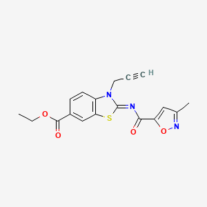 molecular formula C18H15N3O4S B2945254 (E)-ethyl 2-((3-methylisoxazole-5-carbonyl)imino)-3-(prop-2-yn-1-yl)-2,3-dihydrobenzo[d]thiazole-6-carboxylate CAS No. 946206-11-7