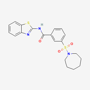 molecular formula C20H21N3O3S2 B2945262 3-(azepan-1-ylsulfonyl)-N-(1,3-benzothiazol-2-yl)benzamide CAS No. 690247-68-8