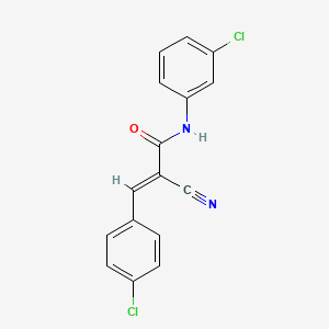 molecular formula C16H10Cl2N2O B2945265 (E)-N-(3-chlorophenyl)-3-(4-chlorophenyl)-2-cyanoprop-2-enamide CAS No. 341926-63-4