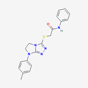 molecular formula C19H19N5OS B2945270 2-{[7-(4-methylphenyl)-6,7-dihydro-5H-imidazo[2,1-c][1,2,4]triazol-3-yl]thio}-N-phenylacetamide CAS No. 921859-11-2