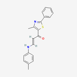 molecular formula C20H18N2OS B2945275 (E)-1-(4-methyl-2-phenyl-1,3-thiazol-5-yl)-3-(4-toluidino)-2-propen-1-one CAS No. 1164473-84-0