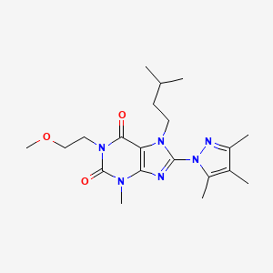 molecular formula C20H30N6O3 B2945280 7-isopentyl-1-(2-methoxyethyl)-3-methyl-8-(3,4,5-trimethyl-1H-pyrazol-1-yl)-1H-purine-2,6(3H,7H)-dione CAS No. 1013990-96-9