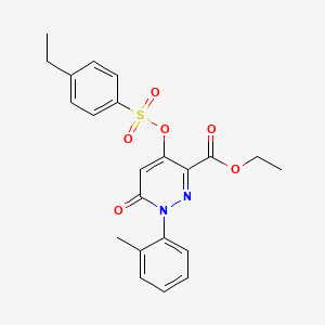 molecular formula C22H22N2O6S B2945283 Ethyl 4-(((4-ethylphenyl)sulfonyl)oxy)-6-oxo-1-(o-tolyl)-1,6-dihydropyridazine-3-carboxylate CAS No. 900008-69-7