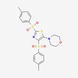 molecular formula C21H22N2O5S3 B2945284 4-(2,4-Ditosylthiazol-5-yl)morpholine CAS No. 557773-82-7