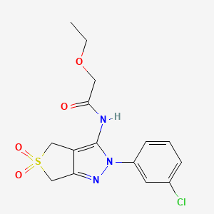 molecular formula C15H16ClN3O4S B2945293 N-[2-(3-chlorophenyl)-5,5-dioxo-4,6-dihydrothieno[3,4-c]pyrazol-3-yl]-2-ethoxyacetamide CAS No. 893931-86-7