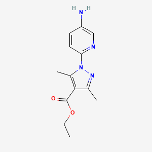 molecular formula C13H16N4O2 B2945294 ethyl 1-(5-amino-2-pyridinyl)-3,5-dimethyl-1H-pyrazole-4-carboxylate CAS No. 477710-44-4