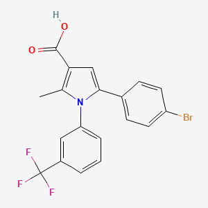 molecular formula C19H13BrF3NO2 B2945310 5-(4-溴苯基)-2-甲基-1-[3-(三氟甲基)苯基]-1H-吡咯-3-羧酸 CAS No. 881040-06-8