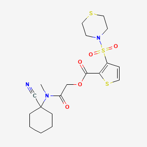 molecular formula C19H25N3O5S3 B2945315 [(1-Cyanocyclohexyl)(methyl)carbamoyl]methyl 3-(thiomorpholine-4-sulfonyl)thiophene-2-carboxylate CAS No. 1241271-12-4