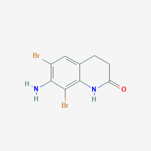molecular formula C9H8Br2N2O B2945316 7-氨基-6,8-二溴-1,2,3,4-四氢喹啉-2-酮 CAS No. 1797320-23-0