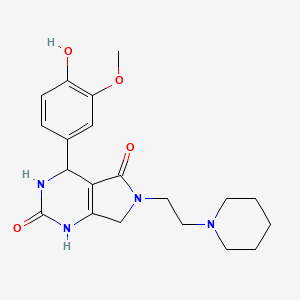 molecular formula C20H26N4O4 B2945318 4-(4-羟基-3-甲氧基苯基)-6-(2-(哌啶-1-基)乙基)-3,4,6,7-四氢-1H-吡咯并[3,4-d]嘧啶-2,5-二酮 CAS No. 1172439-48-3