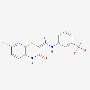 molecular formula C16H10ClF3N2OS B2945322 (2E)-7-氯-2-[[3-(三氟甲基)苯胺基]亚甲基]-4H-1,4-苯并噻嗪-3-酮 CAS No. 338417-13-3