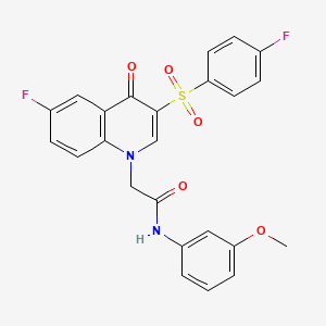 molecular formula C24H18F2N2O5S B2945327 2-[6-fluoro-3-(4-fluorophenyl)sulfonyl-4-oxoquinolin-1-yl]-N-(3-methoxyphenyl)acetamide CAS No. 866808-65-3
