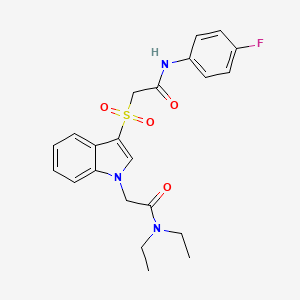 N,N-diethyl-2-(3-((2-((4-fluorophenyl)amino)-2-oxoethyl)sulfonyl)-1H-indol-1-yl)acetamide
