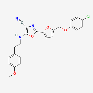 molecular formula C24H20ClN3O4 B2945331 2-{5-[(4-氯苯氧基)甲基]呋喃-2-基}-5-{[2-(4-甲氧基苯基)乙基]氨基}-1,3-恶唑-4-腈 CAS No. 931704-53-9