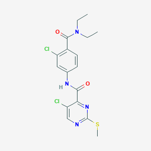 molecular formula C17H18Cl2N4O2S B2945336 5-chloro-N-[3-chloro-4-(diethylcarbamoyl)phenyl]-2-(methylsulfanyl)pyrimidine-4-carboxamide CAS No. 1209808-60-5