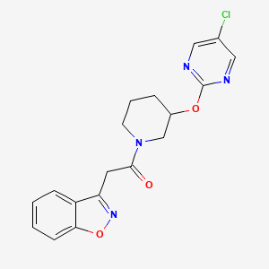 molecular formula C18H17ClN4O3 B2945338 2-(Benzo[d]isoxazol-3-yl)-1-(3-((5-chloropyrimidin-2-yl)oxy)piperidin-1-yl)ethanone CAS No. 2034329-35-4