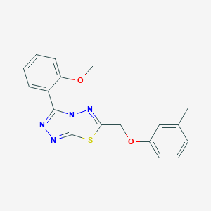 molecular formula C18H16N4O2S B294534 3-(2-Methoxyphenyl)-6-[(3-methylphenoxy)methyl][1,2,4]triazolo[3,4-b][1,3,4]thiadiazole 