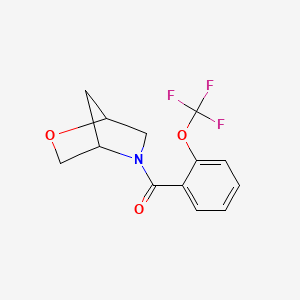 molecular formula C13H12F3NO3 B2945348 2-Oxa-5-azabicyclo[2.2.1]heptan-5-yl(2-(trifluoromethoxy)phenyl)methanone CAS No. 2034454-99-2