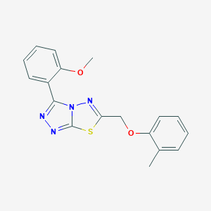 molecular formula C18H16N4O2S B294535 3-(2-Methoxyphenyl)-6-[(2-methylphenoxy)methyl][1,2,4]triazolo[3,4-b][1,3,4]thiadiazole 
