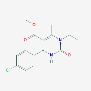 molecular formula C15H17ClN2O3 B2945353 Methyl 4-(4-chlorophenyl)-1-ethyl-6-methyl-2-oxo-1,2,3,4-tetrahydropyrimidine-5-carboxylate CAS No. 367908-00-7