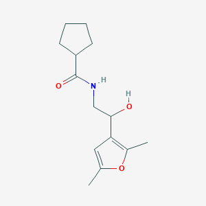 molecular formula C14H21NO3 B2945356 N-(2-(2,5-dimethylfuran-3-yl)-2-hydroxyethyl)cyclopentanecarboxamide CAS No. 2320860-42-0